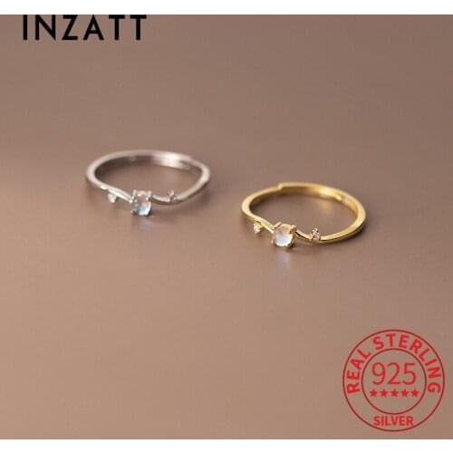 INZATT Real 925 Sterling Silver Zircon Adjustable Ring For Fashion Women Party Bohemian Fine Jewelry Minimalist Accessories