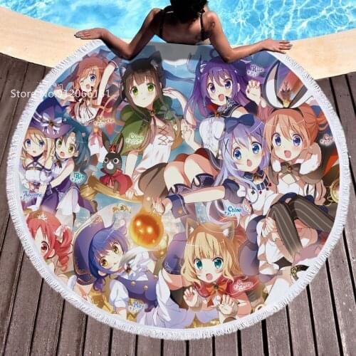 Is The Order A Rabbit Round Beach Towel Japan Anime Swimming Towel Microfiber Bath Towels Home Textile Custom Yoga Blanket