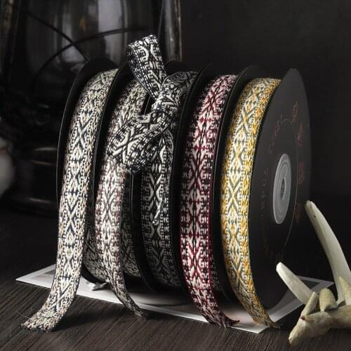 10 yards Retro Ethnic Style Colorful Stripes Ribbons Diy Hair Accessories Bag Clothing Decorative Material Ribbon