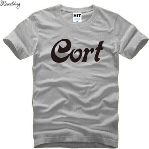 Summer Style Guitar Cort T Shirts Men Cotton Short Sleeve Letter Printed Mens T-Shirt Fashion Male Music Hip Hop Top Tees S-3XL