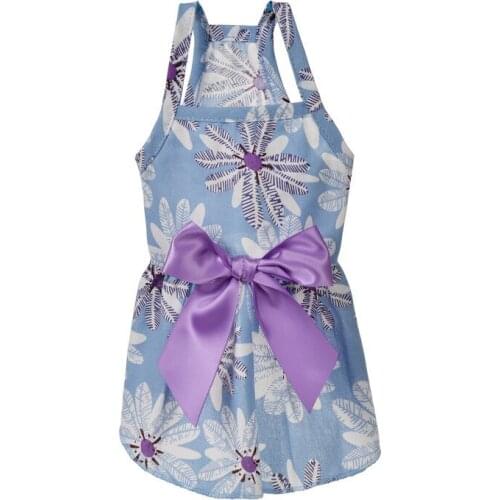 Summer Dog Clothes for Small Dogs Cats Dog Conch Beach Dress Fashion Big Knot Bow Princess Dress for Chihuahua Dog Clothing