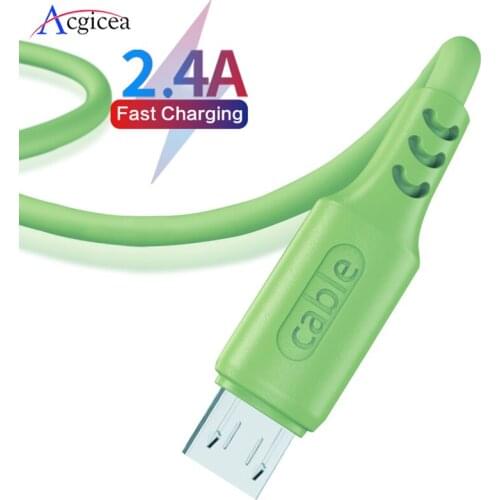 Micro USB Cable 2.4A Fast Charging for Redmi Note 5 Pro Android Liquid Silicone Mobile Phone USB Micro Cables Charger Data Cord