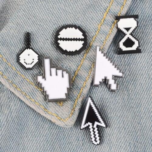 Fashion Cartoon enamel brooches 6 styles Cursors Pin Mouse Arrow PS Toolbar button Badge White Simple Designer Jewelry trinket
