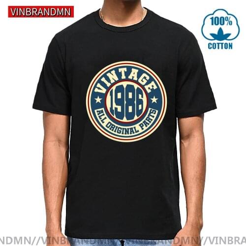 Vintage 1986 All Original Parts Men T shirt women Retro Made in 1986 T-shirt 1980s Clothing Dad Mom Birthday Anniversary Tshirt