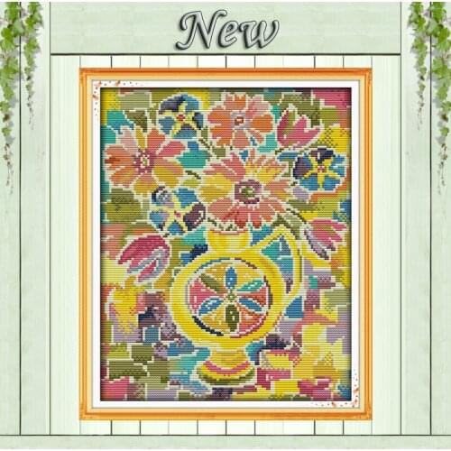The romantic colorful chrysanthemum flower counted print on canvas DMC Set 11CT 14CT DIY needlework embroidery Cross Stitch kits