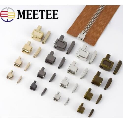 Meetee 3# 5# 8# 10# 10sets Single Open Slider Plug Accessories ZA206 Insert Box Pin Retainer for Metal Zipper Replacement Kit