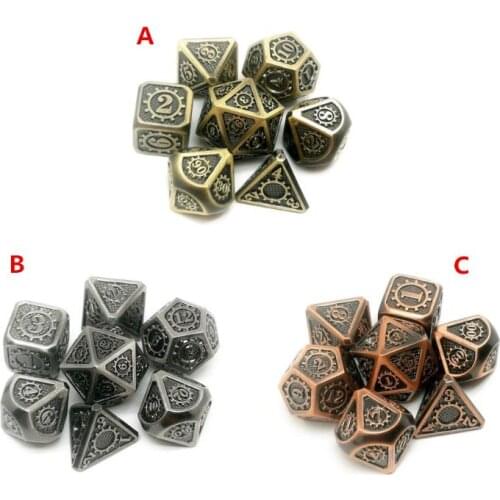 New Metal Dice 7pcs/set RPG Dice D&D Board Game Magic Props D4 D6 D8 D10 D12 D20 U2JB