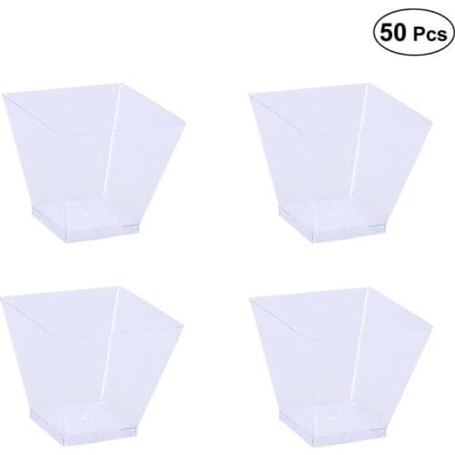 50PCS 60ml Disposable Containers Plastic Portion Cups Portion Transparent Trapezoidal Container For Jelly Yogurt Mousses Dessert