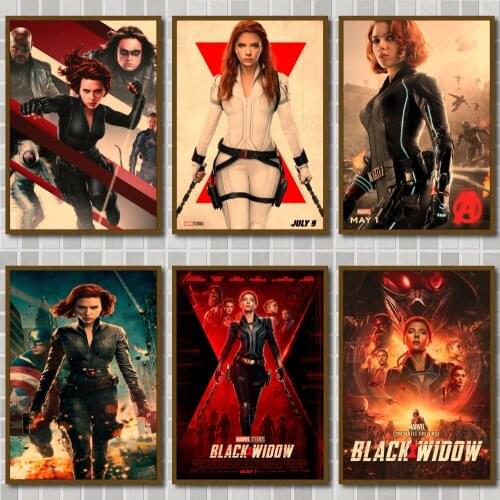 Marvel BLACK WIDOW(2021) Movie Poster Deku Krafe Paper Prints Art Retro Painting Home Decor Wall Stickers For Kid Room Decor