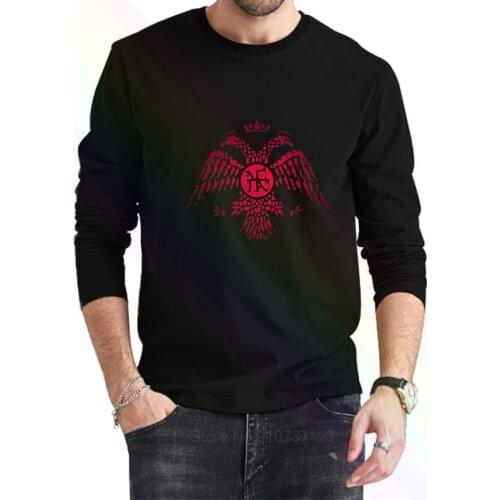 SPQR Byzantine Eagle Symbol Flag Navy Logo T-Shirt 2021 Newest Summer Mens Long Sleeve Popular Tees Shirt Tops Novel Unisex