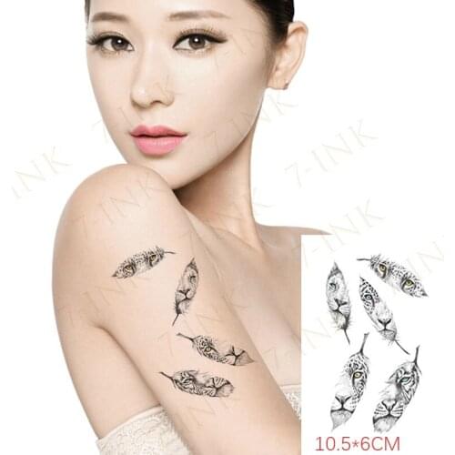 Waterproof Temporary Tattoo Stickers Womens Feather Animal Eye Lion Leopard Body Art Arm Fake Tatto Flash Tatoo For Men