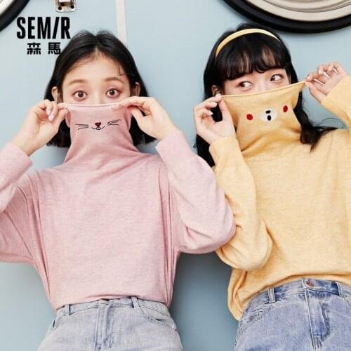 SEMIR Base Wool Sweater Autumn New Women Clothing 2020 Ladies Turtleneck Sweater Cute Fairy Tops Trend