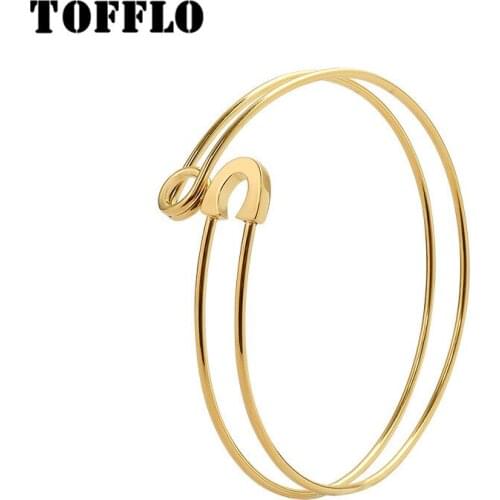 TOFFLO Stainless Steel Jewelry Pin Opening Adjustable Bracelet Ring For Female BSZ206