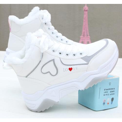Winter Women High Top Sneakers 2021 New Love Woman Plush Velvet Warm Casual Shoes Female Platform Sport Shoes Zapatillas Mujer