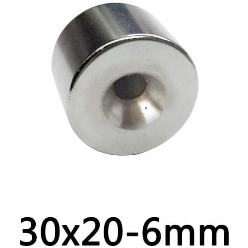 1~5pcs 30x20-6 N35 Powerful Magnets 30*20 mm Hole 6mm Permanent Round Countersunk Neodymium Magnetic Magnet 30X20-6mm 30*20-6 mm