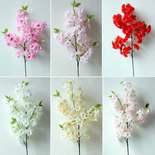 100cm Cherry Tree Artificial Pollen Red Silk Wedding Decoration Cherry Branch Home Decoration Wedding Arch
