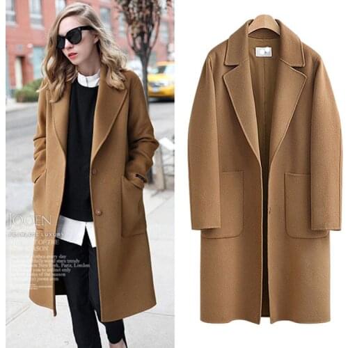 2020 UK Women Plus Size Autumn Winter Cassic Simple Wool Blends Female Robe Outerwear Manteau Femme Coats for Women