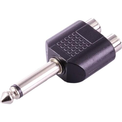 2x 6.35mm Male Mono Plug to Dual RCA Female Jack Audio Cable Adapter Connector ACEHE RJ45