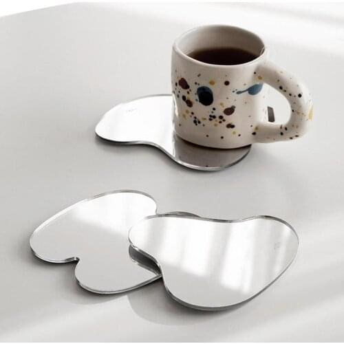 3pcs Acrylic Irregular Mirror Drink Coaster Set Heat Resistant Mat Cup Pad Coffee Dish Drying Decor Table Placemats