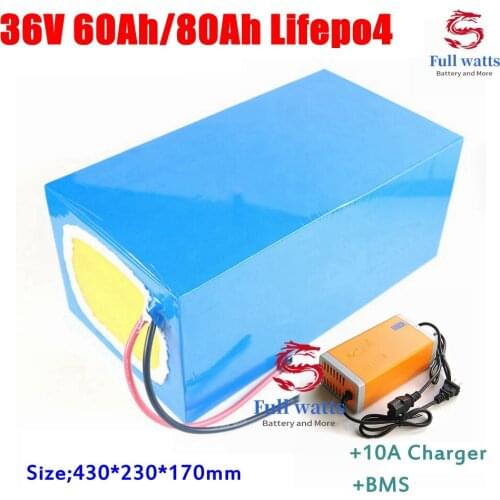 36V 60Ah 80Ah Lifepo4 lithium battery BMS 12s for Electric scooter ebike Electric tricycle+10A Charger