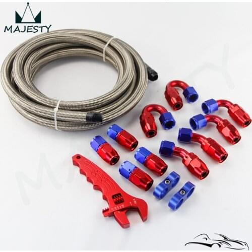 AN8 Stainless Steel Braided Hose line + Fitting Adaptor+Wrench Tools Spanner kit