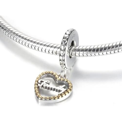Authentic S925 Silver Pendant Charm for Women Bracelet Bangle DIY Jewelry Heart Family Dangle Bead