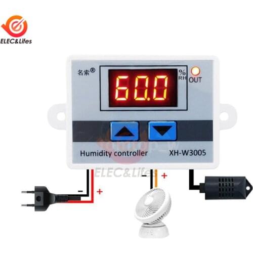W3005 XH-W3005 Digital Humidity Meter Hygrometer Controller DC 12V 24V AC 110-220V 10A Relay Voltage Regulator Humidity Sensor