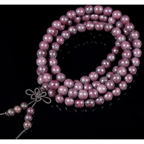 Pterocarpus indicus Willd Natural Violet Color Wooden Bracelet 8mm*108pcs Beaded Women Fashion Jewelry Multilayer Buddha Bangle