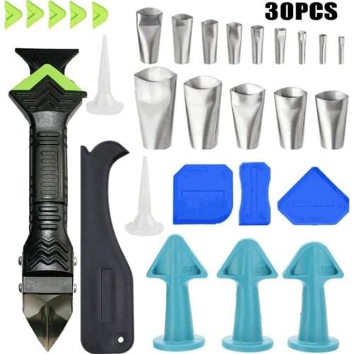 30PCS/SET Seam sewing tool metal scraper sealant cleaning tool fill seam spray nozzle Floor Clean Sealant Kitche Caulking Tool