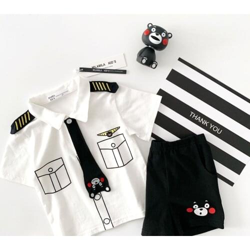 Tonytaobaby Summer New Boys and Girls Cartoon Uniform Captain Suit Suit Boys Clothes