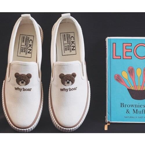 LEOSOXS Women Vulcanized Shoes Casual Canvas Sneakers Fashion Female Light Slip-On Canvas Running Shoes Sport Flat White Sneaker