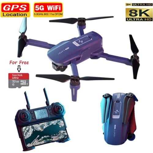 ICAT7 Pro King 5G Wifi FPV Brushless RC Drone 6K/8K Dual Camera Professional Dual GPS Quadcopter with HD 3-Axis Gimbal Toys