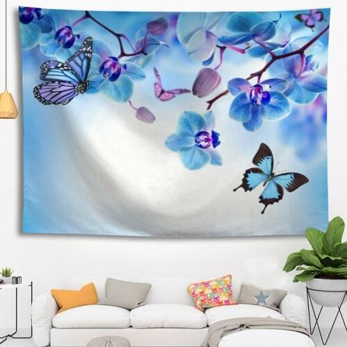 Hot Sale Custom Flower And Butterfly Wall Hanging HD Landscape 3D Printing Digital Printing Home Decoration Tapestry