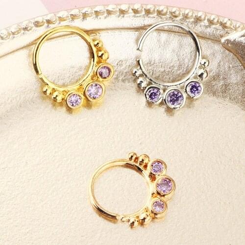 Copper Hoop Nose Piercing Cartilage Clip In The Nose Zircon Septum Industrial Piercing Fashion Jewelry