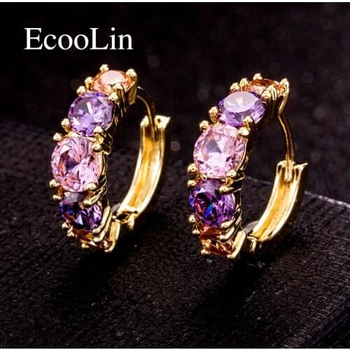 Fashion Purple AAA CZ Element Stud Earrings For Women Vintage Crystal Earrings Statement Women Wedding Jewelry