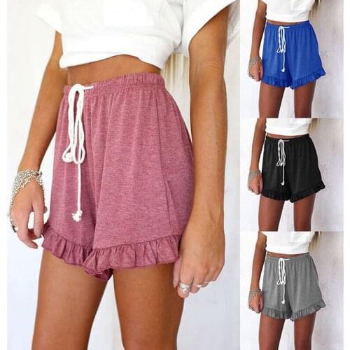 Fashion Ruffle Hem Belted Women Shorts Casual Loose Solid Shorts Cotton Linen Short Pants Women High Waist Summer Plus Size