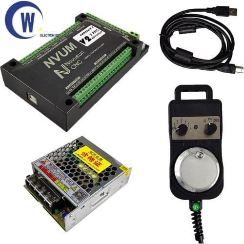 NVUMV2.1 Motion Control Card 200kHz USB Mach3 CNC kit Engraving Machine Motor Controller 3-6 axis and electronic handwheel. DC