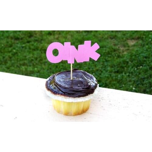 Oink Cupcake Toppers pet pig themed party birthday food Picks baby shower wedding toothpicks decorations