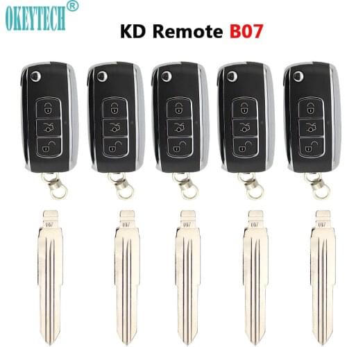 OkeyTech 5PCS/LOT B Series Remote Control KD B07 3 Buttons With 5PCS Car Key Blade NO.07/15/27/50 For KD900/KD MINI/URG200/KD-X2
