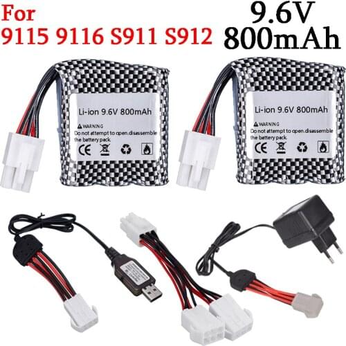 Original Battery 9.6V 800mAh Li-ion battery for 9115 9116 S911 S912 High Power RC Truck RC car Toys 9.6v battery 16500 6P plug