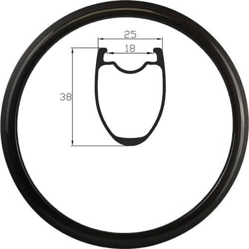 Custom Bicycle Rim 38mm Depth Road Bike CX CycloCross Bike 3K UD High TG Braking Basalt 25mm Wide Clincher Tubeless Ready Wheel