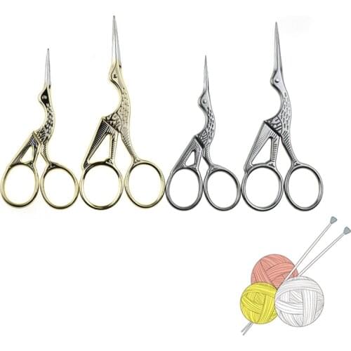 Crane Tailor Scissor Cross Stitch European Retro Classic Vintage Craft Gold Sewing Handicraft DIY Home Tool 2 Sizes