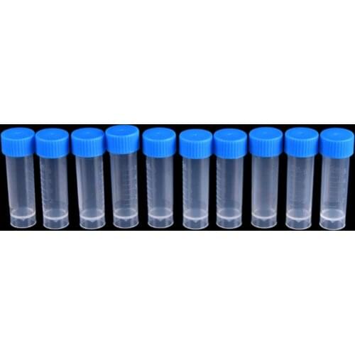 NEW Hot Sale Chemistry Plastic Test Tubes Vials Seal Caps Pack Container for Office School Chemistry Supplies 10PCS x 5ml