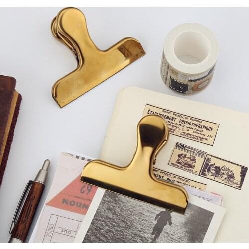 Retro brass Vintage Ticket Crocodile Clamp Fixed Clip Handbook Billing Piece Clip