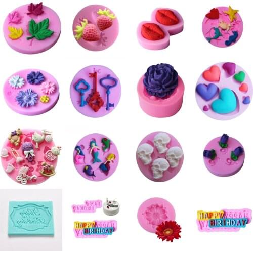 Rose Flower Silicone Molds Wedding Cupcake Topper Fondant Cake Decorating Tools Sugarcraft Candy Clay Chocolate Gumpaste Moulds