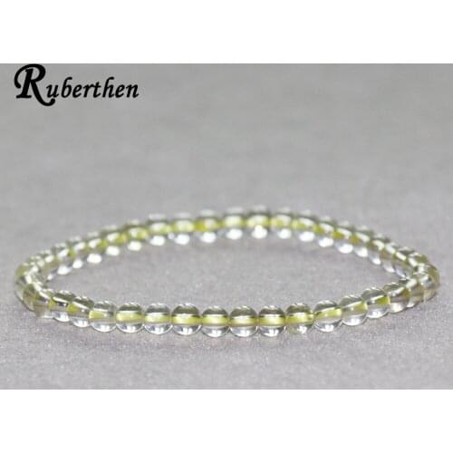 Ruberthen Yellow Crystal Bracelet 4 mm Stone Beads Bracelet Mini Gem Stone Energy Bracelet