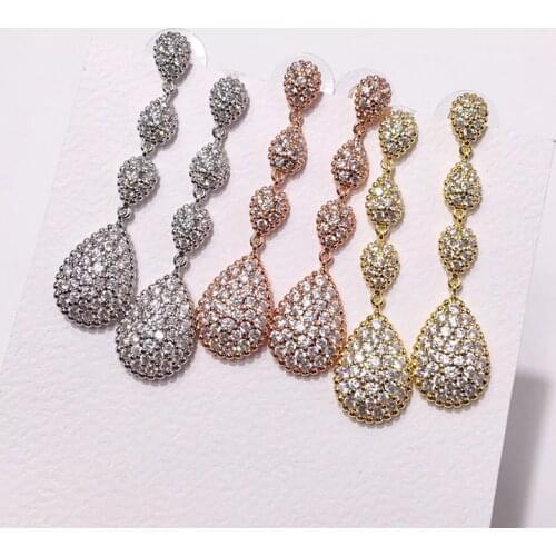 Long Pedant Full Rhinestone Earrings for Women New Arrive Luxury Micro-Paving stone Drop Earrings Gift wedding Earring Jewelry
