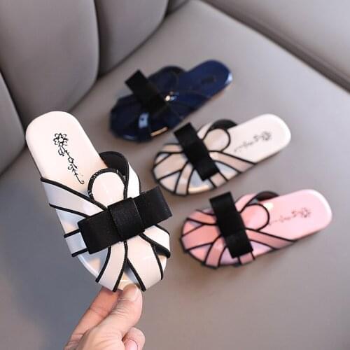Kids Shoes Slippers For Home Summer Children Shoes Bow Sandals Baby Girls Shoes Flat Flip flop Fashion Slipper Outdoor Slippers