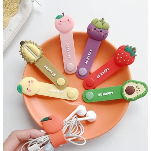 Cute Fruit Cable Organizer Cell Phone USB Line Soft Silicone Earphone Cable Management Cable Protector Mobile Phone Accessories