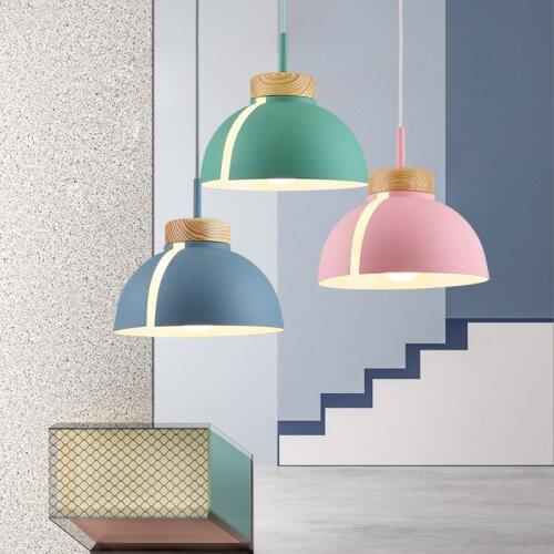 Nordic pendant light woden pendant lamp for home lighting modern hanging lamp aluminum lampshade led bulb kitchen light e27 ing